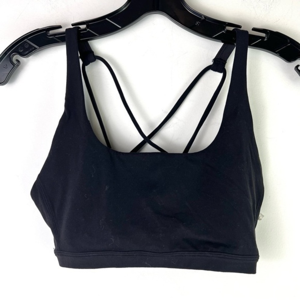 Stori sports bra womens size small black criss cross back gym workout top